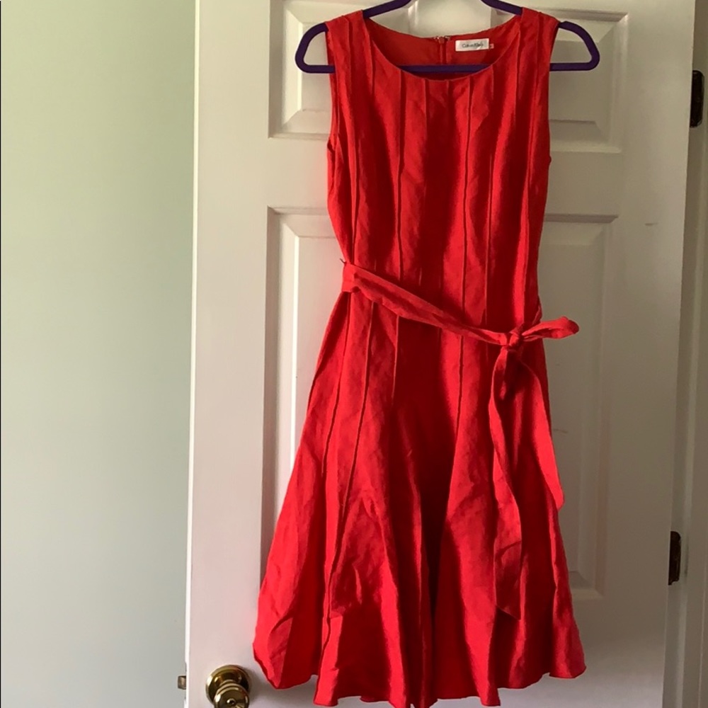 Red Calvin Klein sleeveless dress size 4